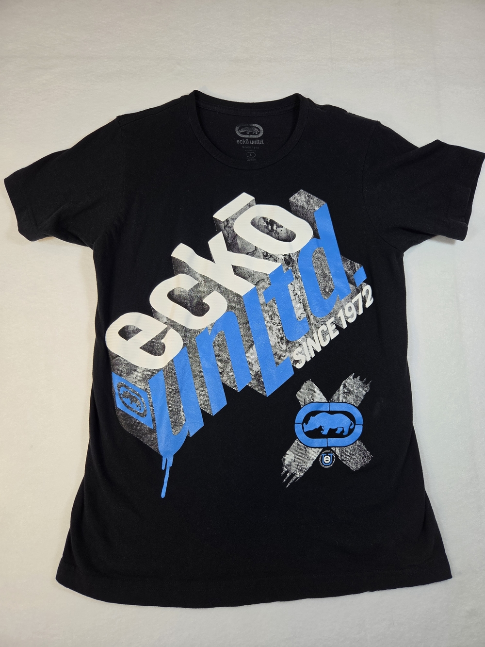 Eckō Unltd. Rhino Graffiti Graphic T-Shirt Black Blue Size L